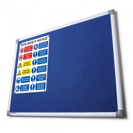 Fabric Pinboard with Aluminium Frame - Rounded Safety Corners